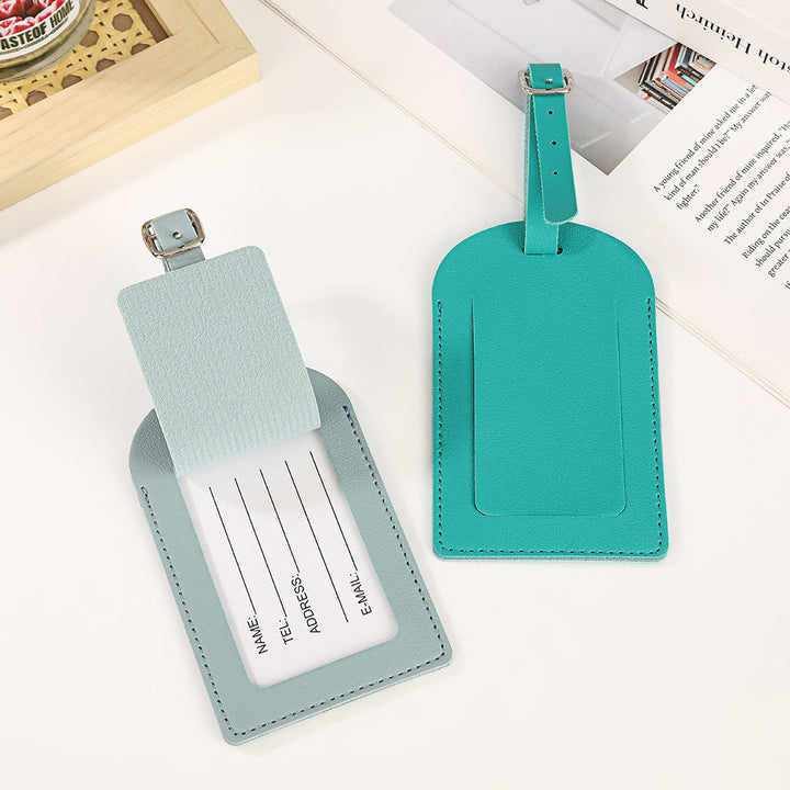 premium vegan leather luggage tag with adjustable buckle and clear ID window Kalsten