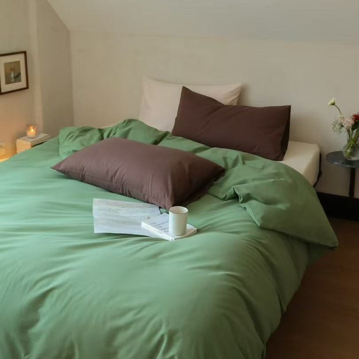 Premium cotton satin duvet cover set with fitted sheet and pillowcases