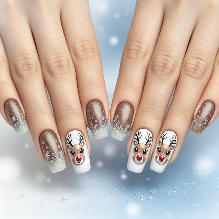 Festive Reindeer Nail Art Design Kalsten