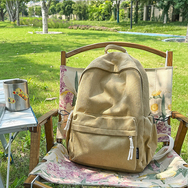 Corduroy Textured Casual Backpack Kalsten