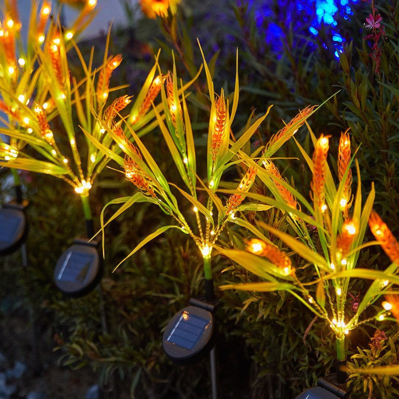 Solar LED Ornamental Grass Pathway Stake Lights With Integrated Solar Panel Kalsten