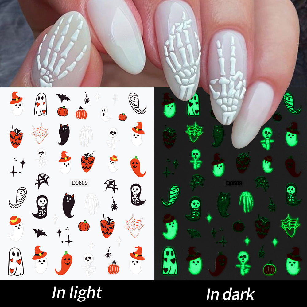 Glow-in-the-Dark Ghost Nail Art Sticker Set