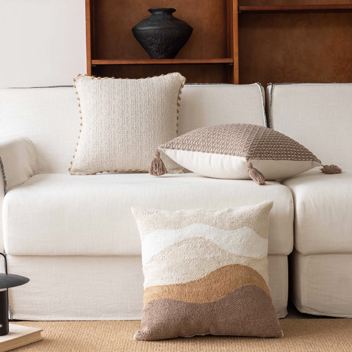 Decorative Throw Pillow with Natural Linen Cover and Handwoven Jute Trim