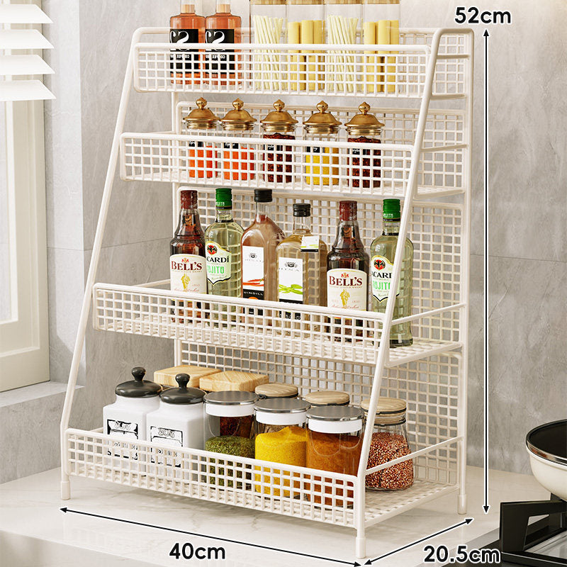 Three-Tier Mesh Countertop Kitchen Organizer Rack for Bottles and Spices