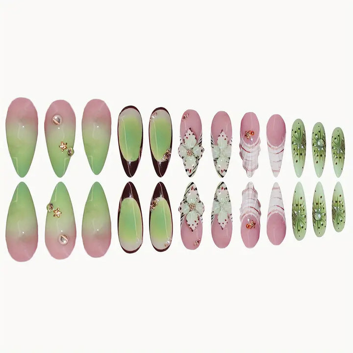 Decorative 3D Butterfly Themed Press-On Nail Art Kalsten