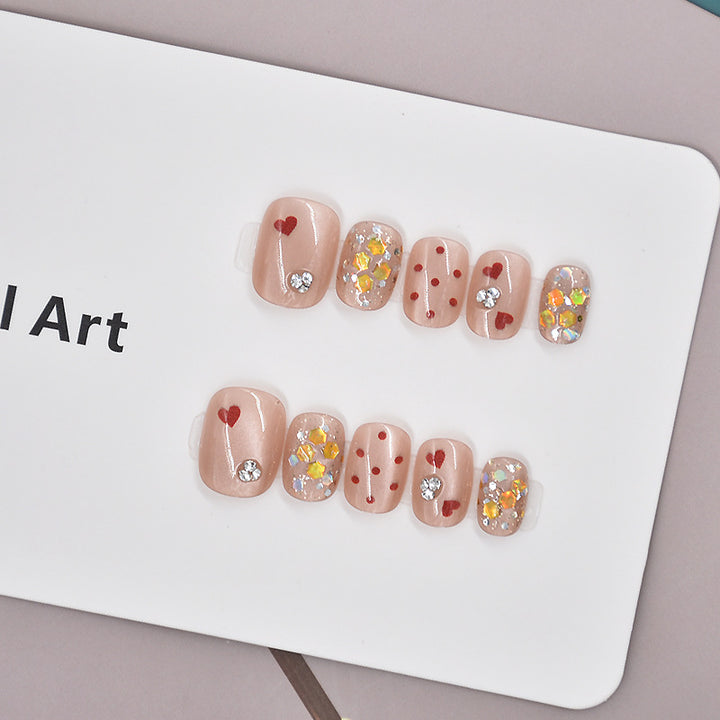 Artistic Heart-Themed Press-On Nail Set Kalsten