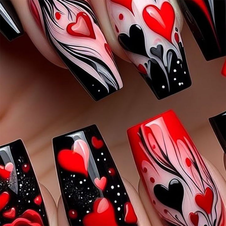 Heart-Design Artistic Press-On Nails Kalsten