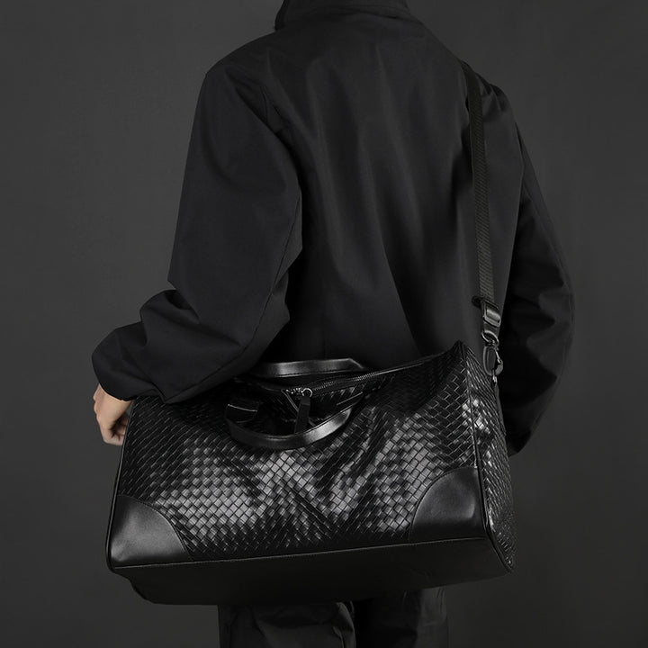 Luxury Woven Leather Weekend Duffle Bag Kalsten
