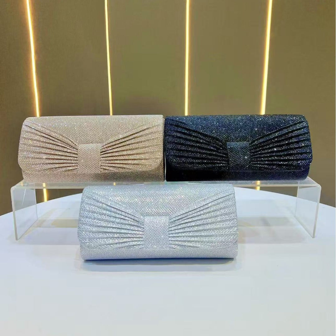 Glittering Pleated Evening Clutch