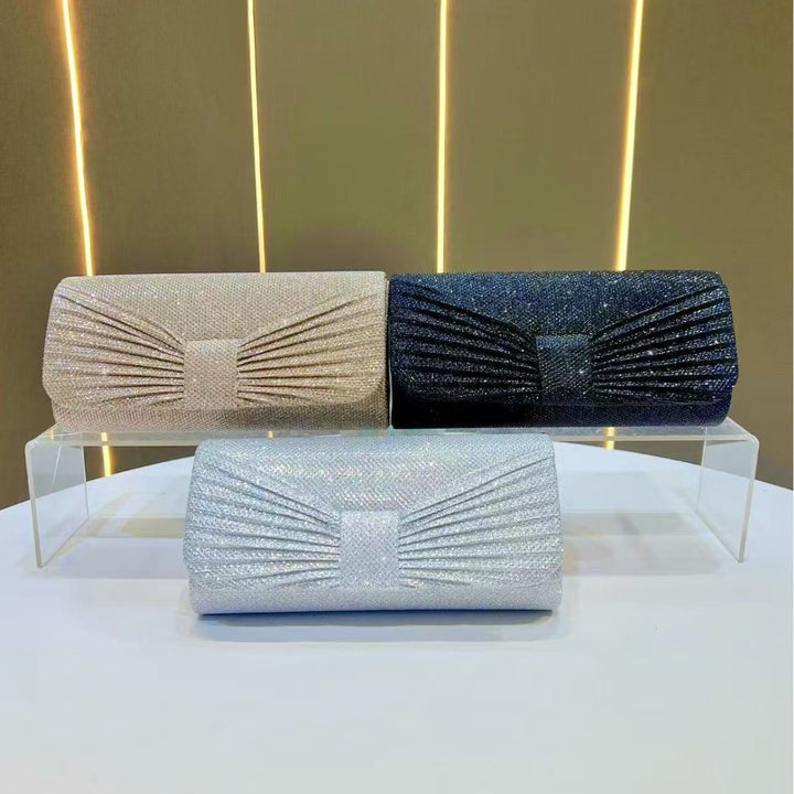 Glittering Pleated Evening Clutch