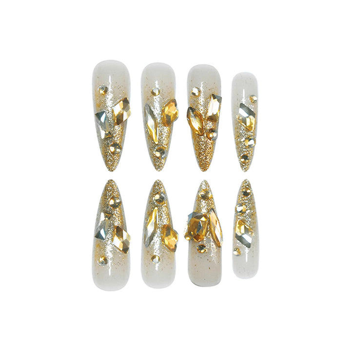 Glamorous Stiletto Press-On Nails with Glitter Accents Kalsten