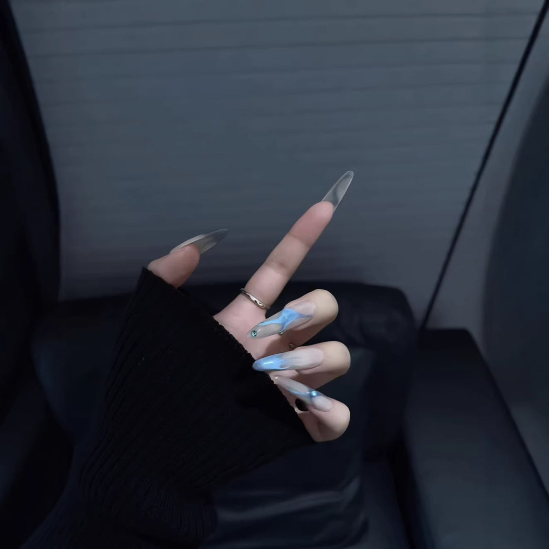 Stunning Crystal-Embellished Stiletto Nail Tips