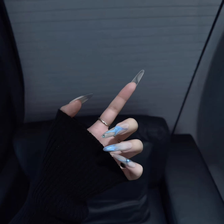 Stunning Crystal-Embellished Stiletto Nail Tips