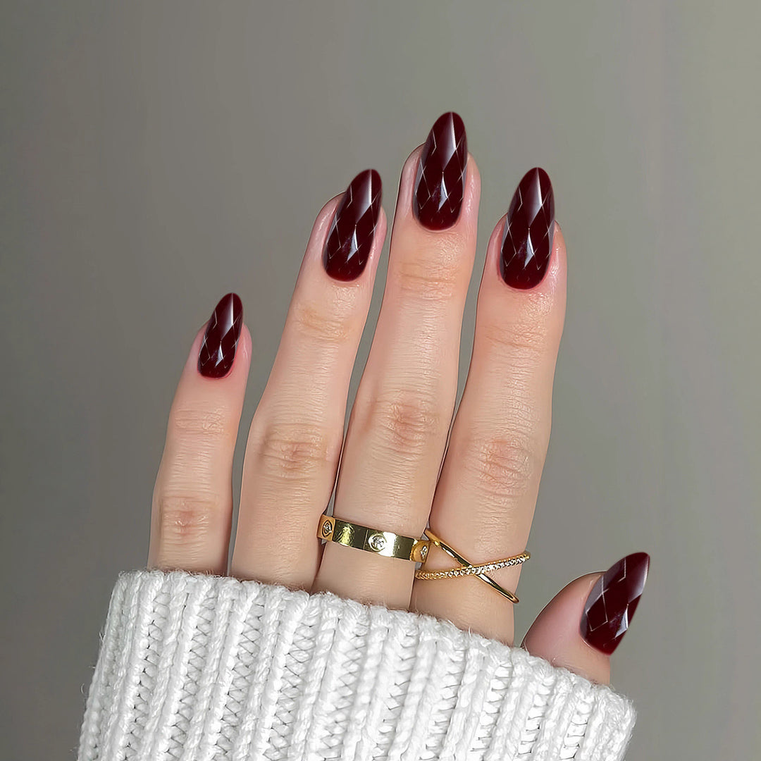 Premium Glossy Diamond-Shaped Press-On Nails Kalsten