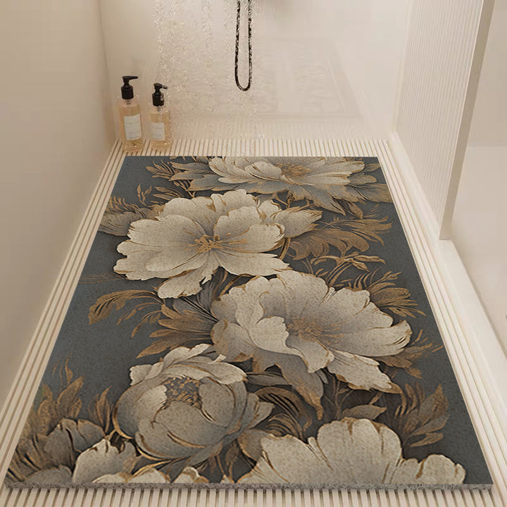 Elegant Floral Pattern Bath Mat Kalsten