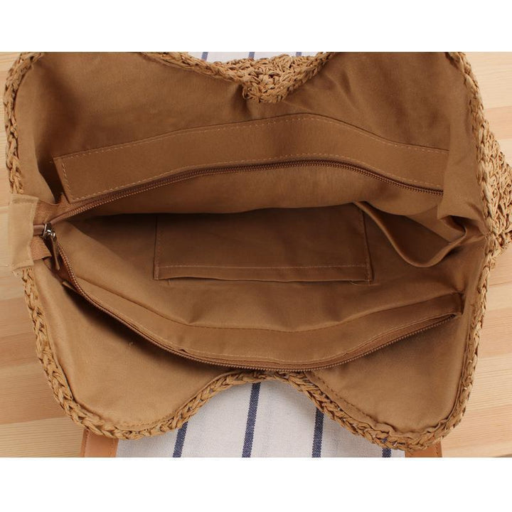 Large straw bag with leather accents Kalsten