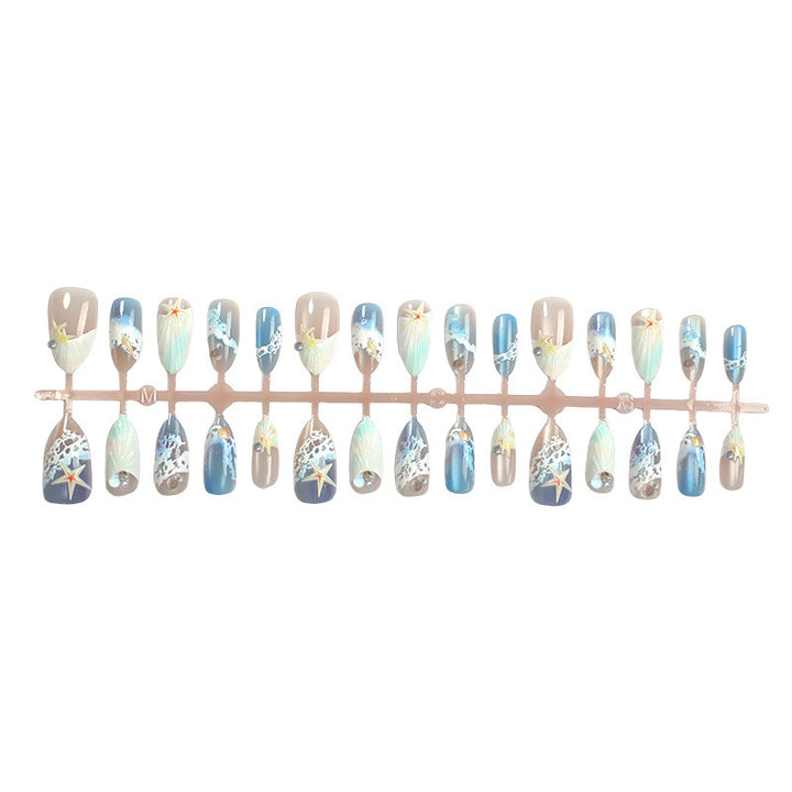 Artificial nails with maritime shell pattern Kalsten