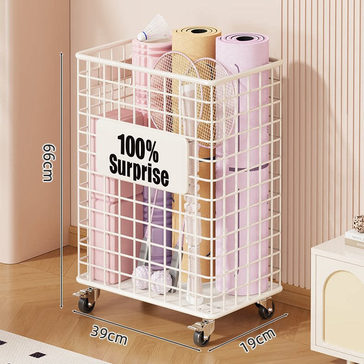 Vertical Rolling Mesh Storage Cart with Locking Casters and Front Access Basket
