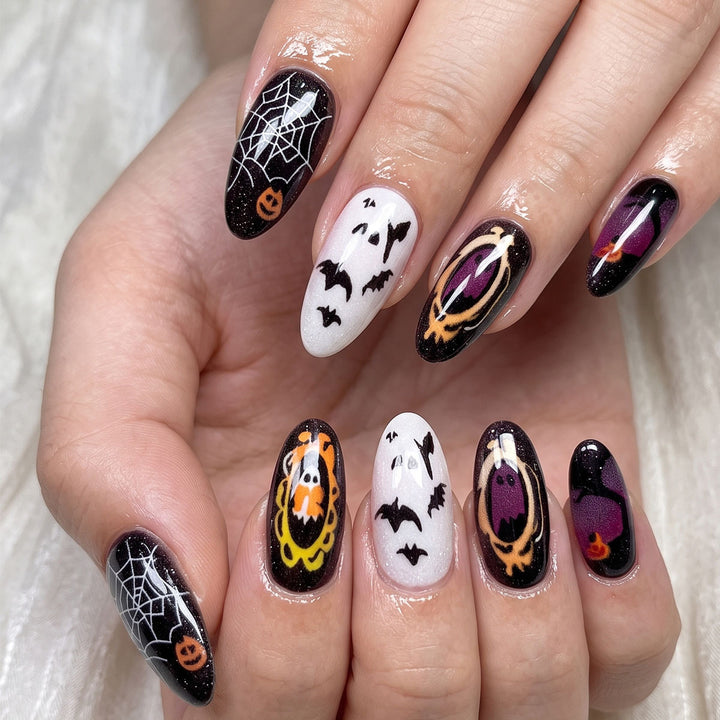 Halloween-Themed Artistic Press-On Nails