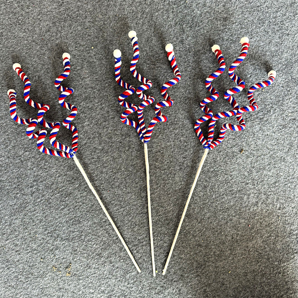 Unisex decorative spiral decoration stake with tinsel vines and ball ends Kalsten