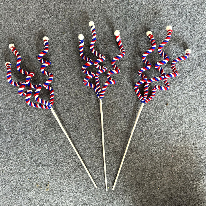 Unisex decorative spiral decoration stake with tinsel vines and ball ends Kalsten