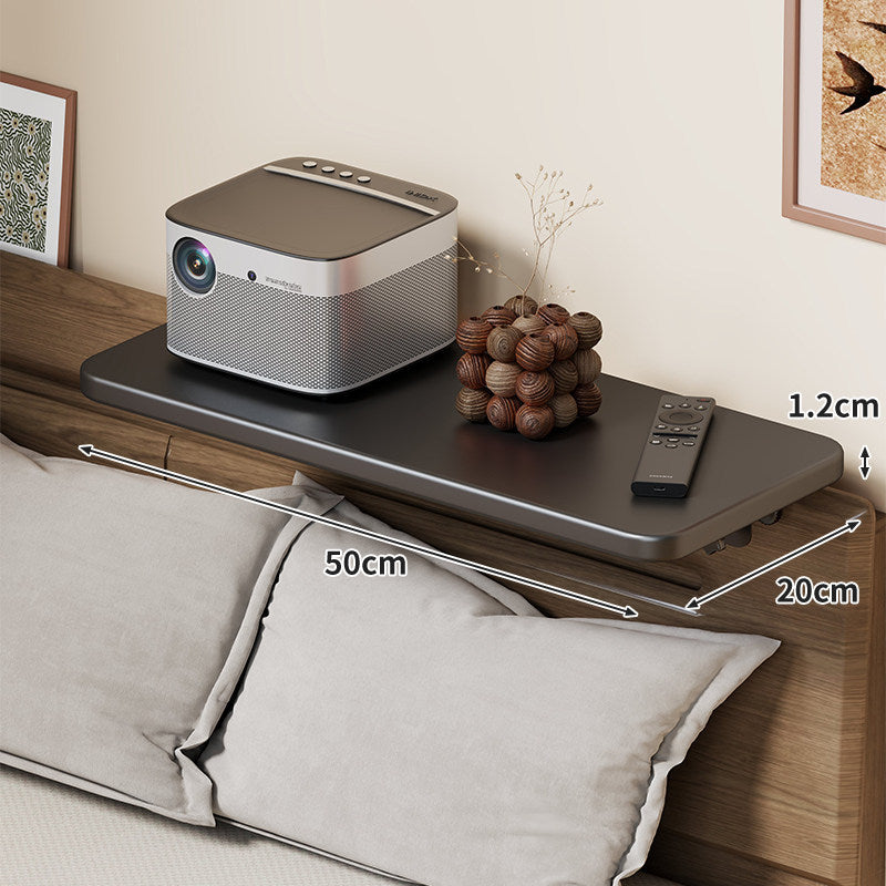 Wall-Mounted Slim Floating Headboard Shelf with Rounded Corners and Concealed Brackets