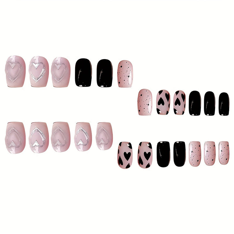 Artistic Heart-Themed Press-On Nail Set Kalsten