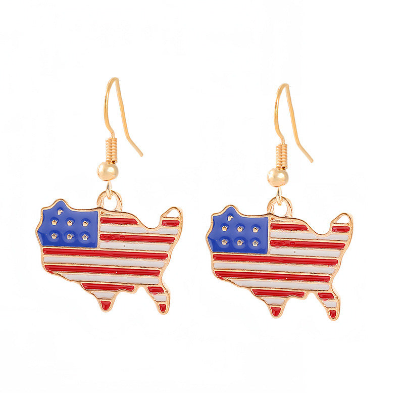 Ladies enamel earrings horseshoe with star stripe motif Kalsten