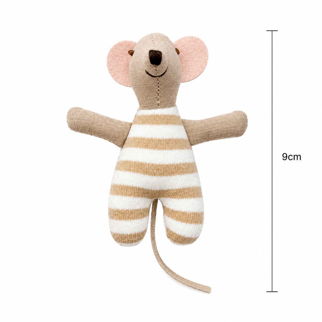 Handcrafted Organic Cotton Striped Mini Plush Mouse Toy