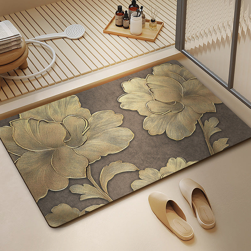 Floral Patterned Memory Foam Bath Mat