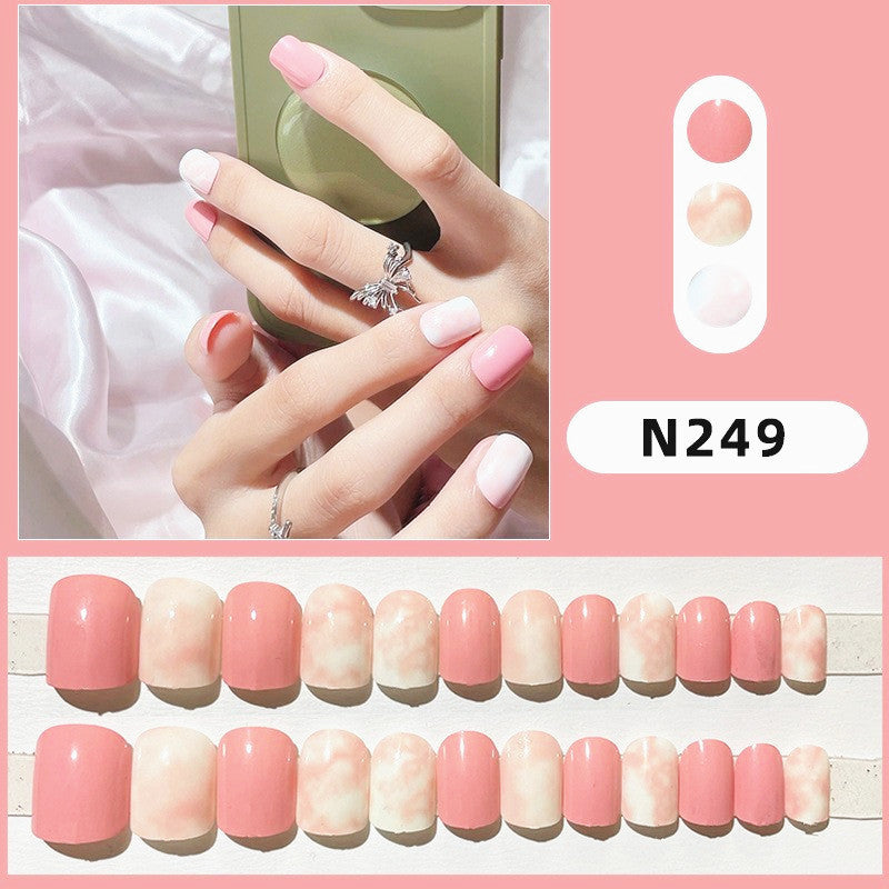 Press-On Nail Set with Marble Effect