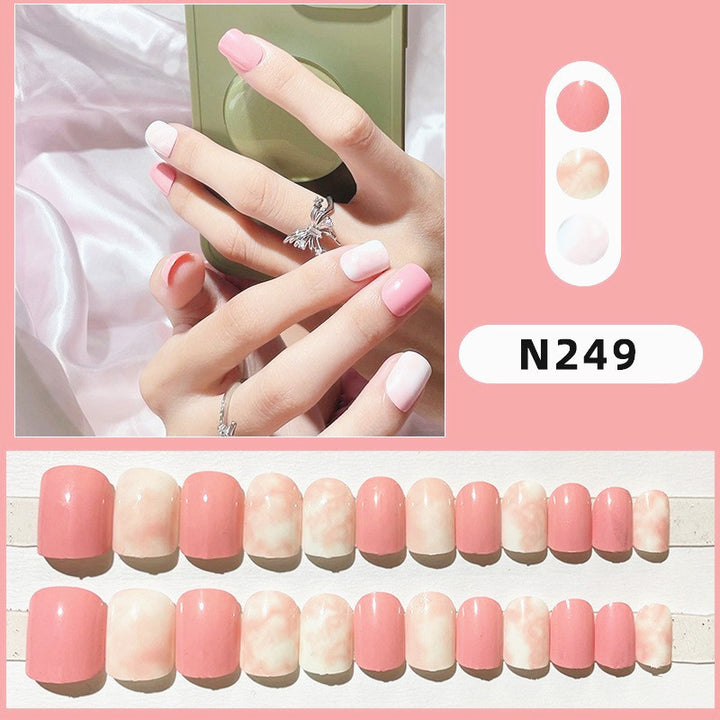Press-On Nail Set with Marble Effect