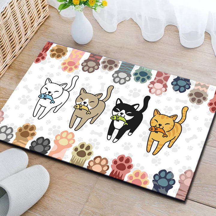 Playful Cat-Themed Kitchen Mat Set Kalsten