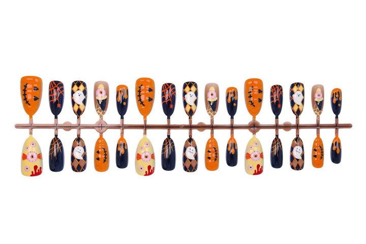 Artificial nail set with Halloween motifs and festive designs Kalsten