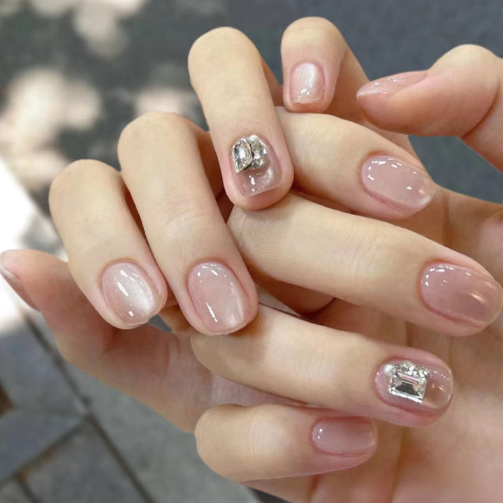 Elegant Press-On Nail Set with Glitter and Gloss Finish Kalsten