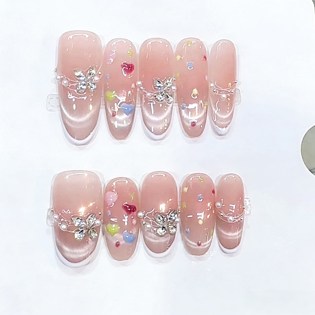 Decorative Floral Press-On Nail Set Kalsten