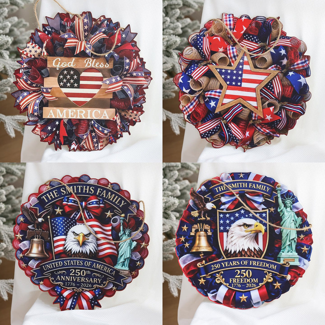 Unisex nan Patriotic Americana Burlap Ribbon Star Door Wreath with Jute Hanger Kalsten