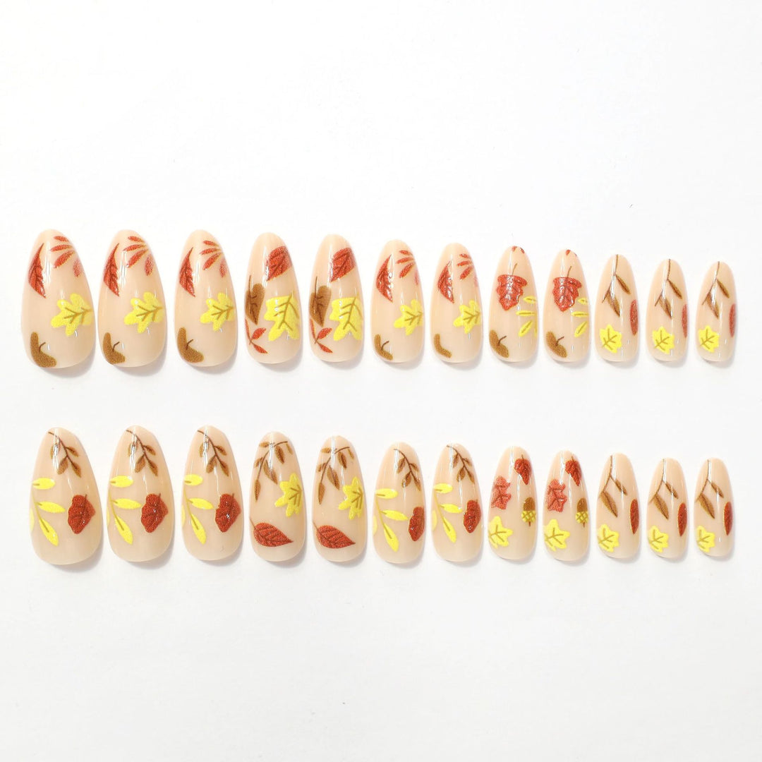 Autumn-Themed Decorative Press-On Nail Enhancements Kalsten