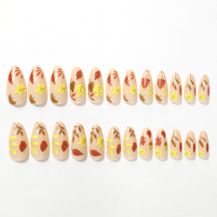 Autumn-Themed Decorative Press-On Nail Enhancements Kalsten