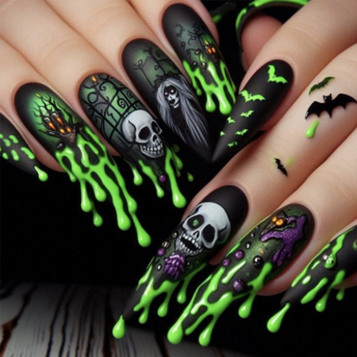 Artificial Halloween art nails with creative ghost and spider designs Kalsten