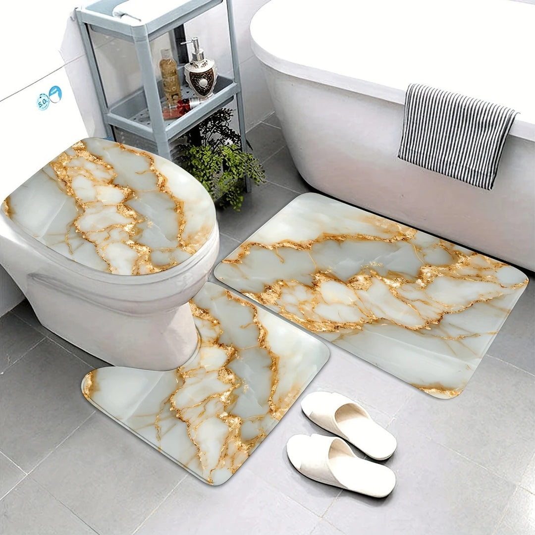 Artistic Marble Print Bath Mat Set Kalsten