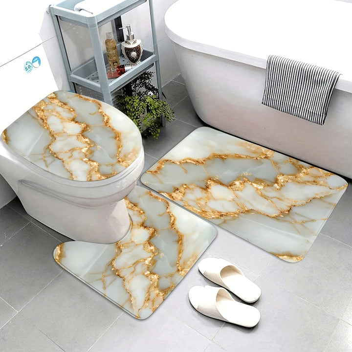 Artistic Marble Print Bath Mat Set Kalsten