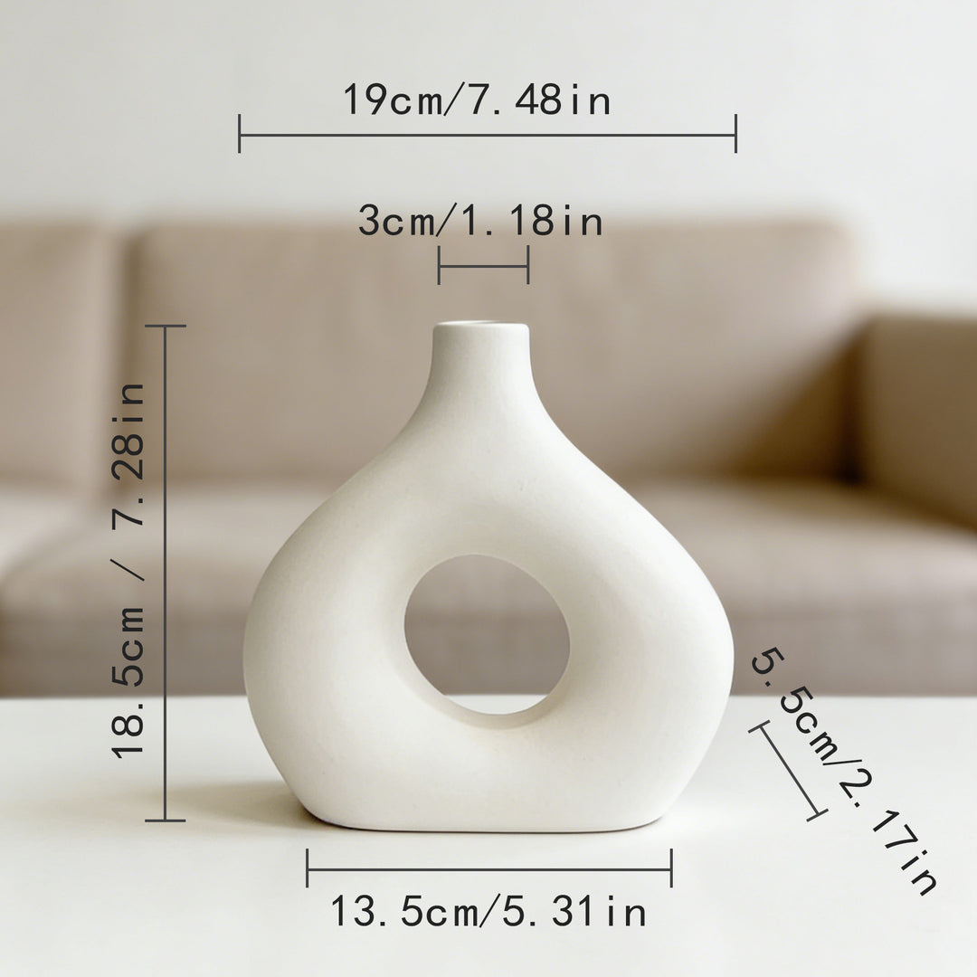 Sculptural Ceramic Interlocking Loop Vase Set Minimalist Tabletop Decor