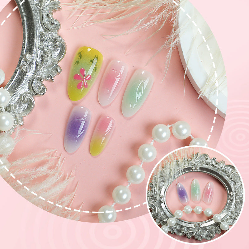 Artistic Press-On Nail Set with Floral Design