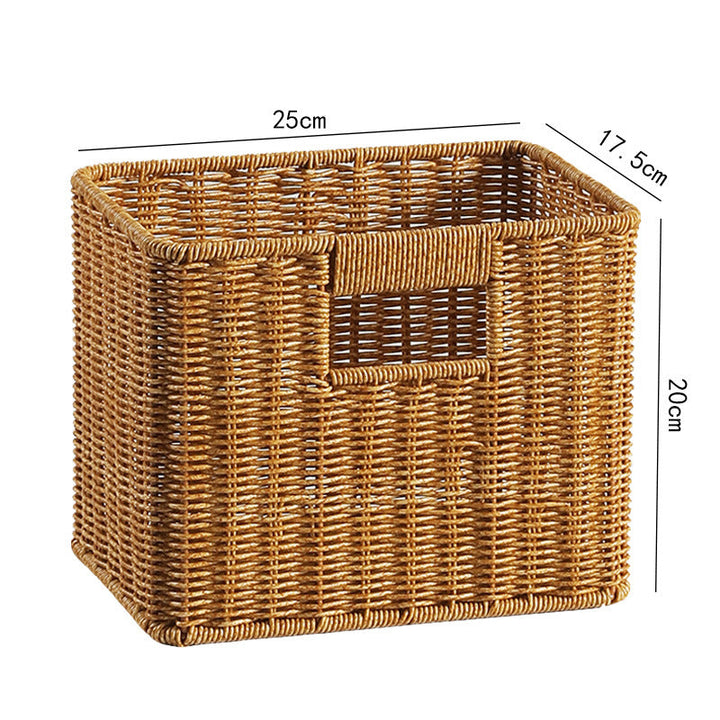 Handwoven Rectangular Storage Basket with Cutout Handles Kalsten