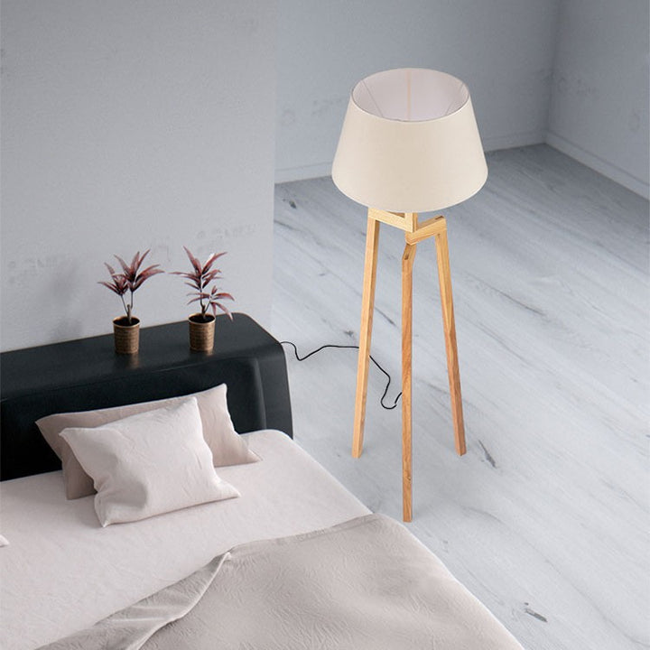 Modern Wooden Tripod Floor Lamp