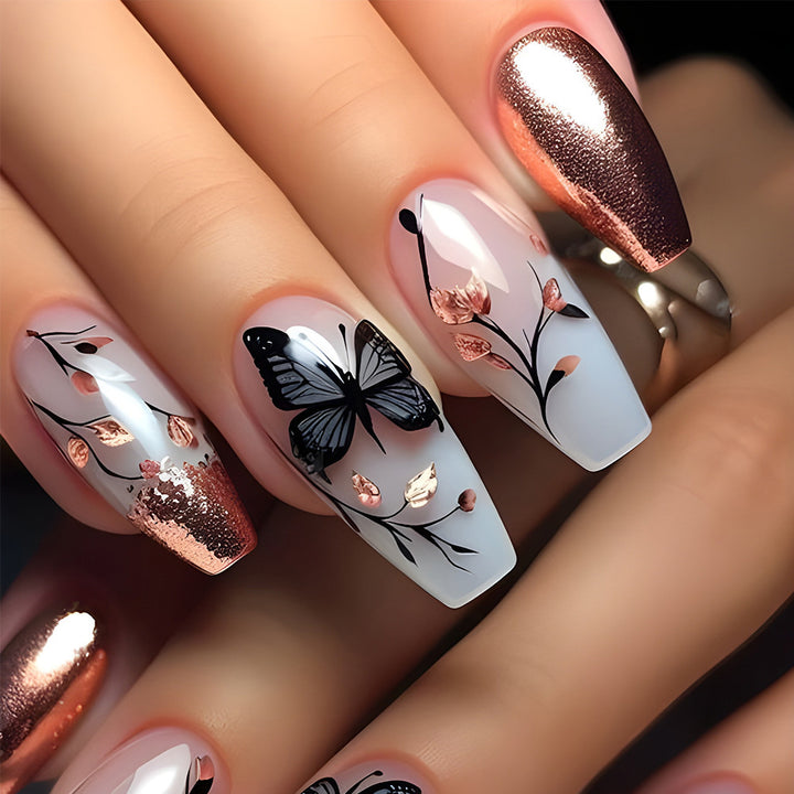 Nail set with elegant glitter design Kalsten