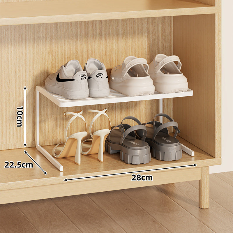 Compact Double-Layer Adjustable Shoe Shelf Riser for Cabinet and Closet