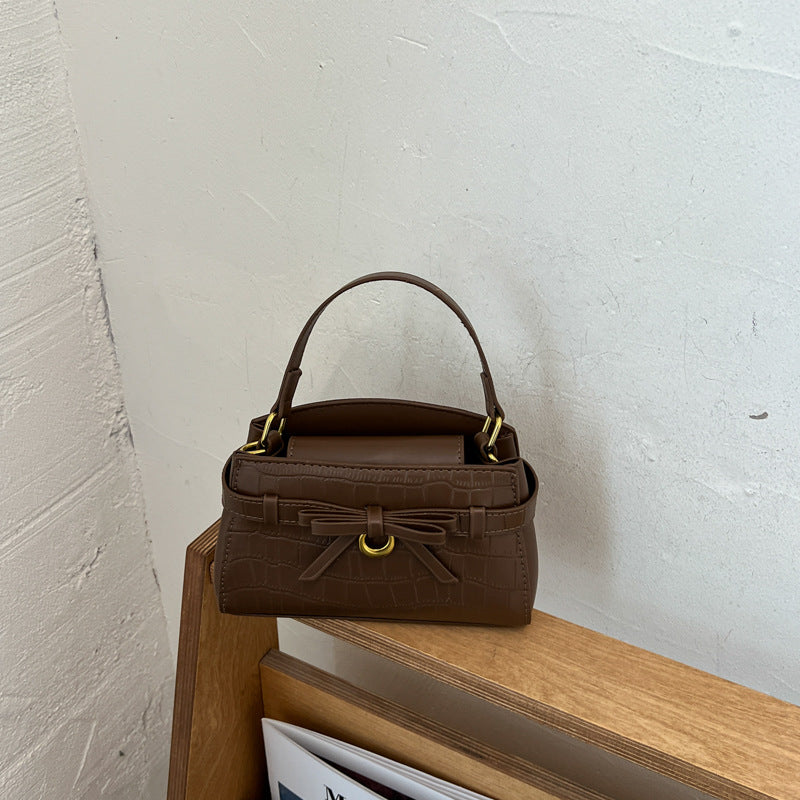Crocodile-Textured Mini Handbag