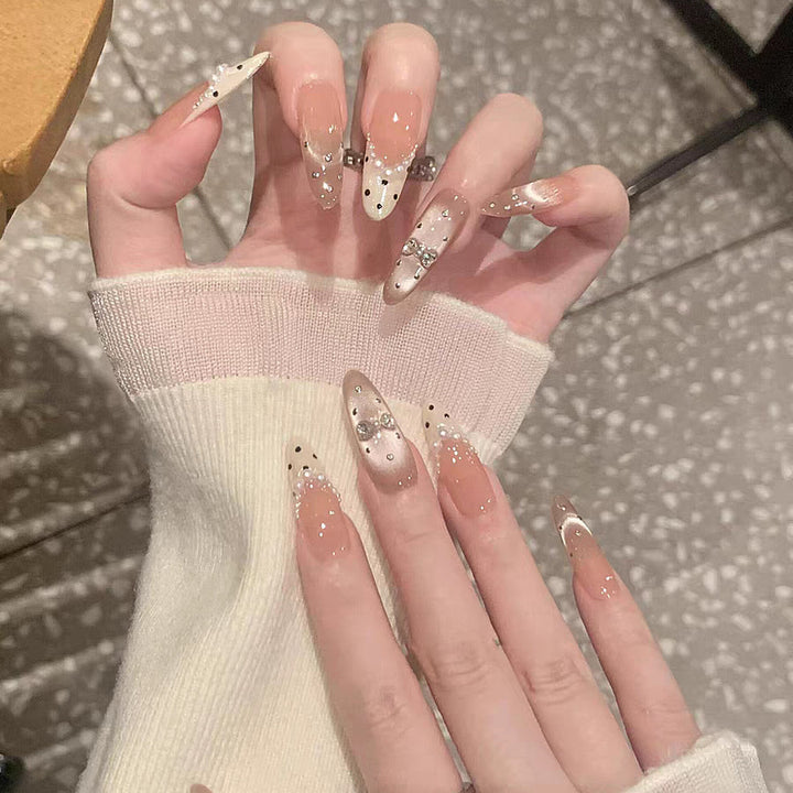 Crystal-Adorned Elegant Stiletto Nail Tips